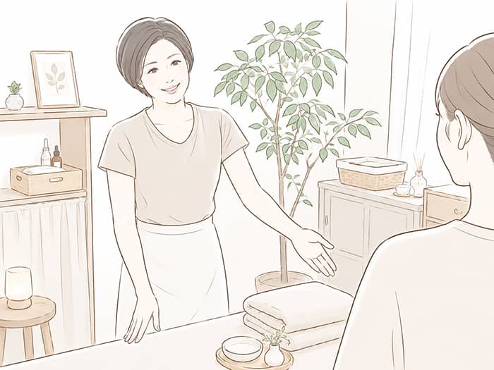 家庭と美容の仕事を両立している様子