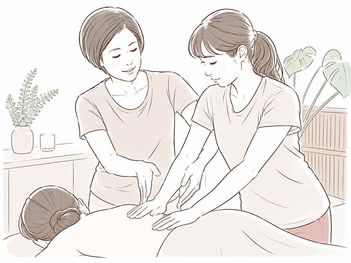 スクール講師として受講生に技術を教えている様子